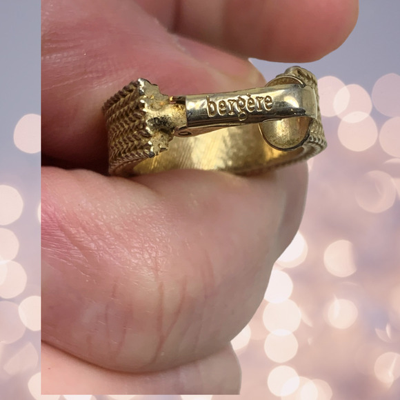 Vintage BERGERE Gold Tone Braided Hoop Clip Earrings Signed 1970's Designer - Picture 6 of 6